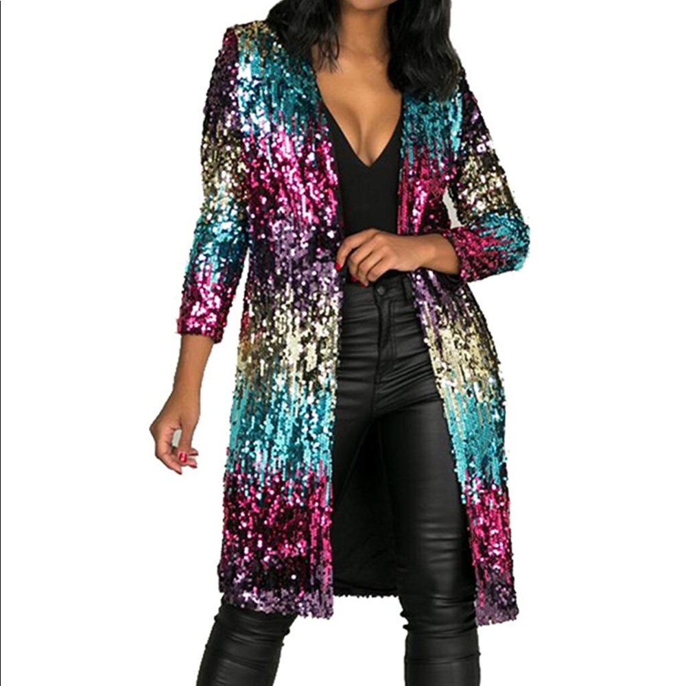 Sequin Long Sleeve Cardigan/ Dress
